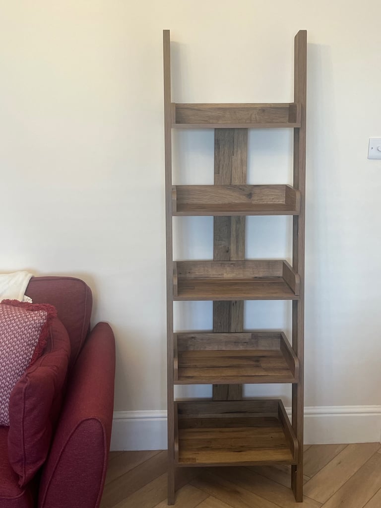 ‘Next’ Dark Bronx Oak Effect Narrow Ladder Shelf