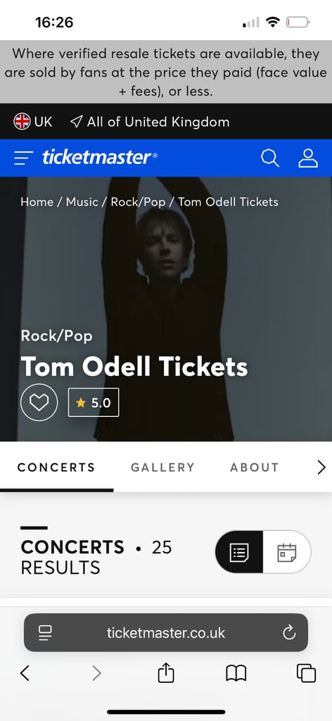 image for Tom Odell x 2 tickets 