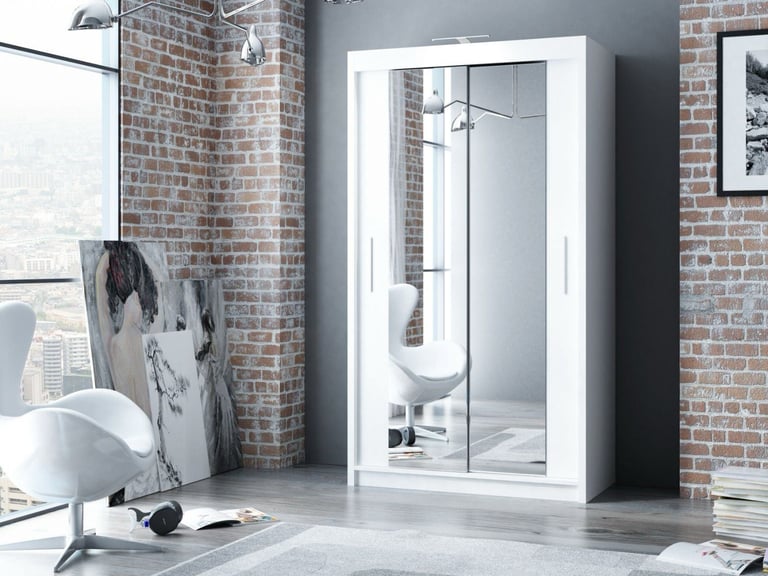 Bedroom Furniture Sliding Door Mirror Wardrobe 120 Cm Width !! order Now 