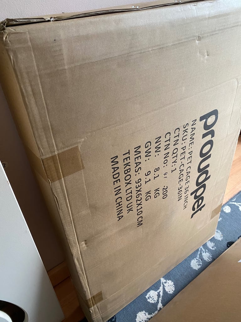 New large dog cage, brand new in box, unopened pet enclosure, metal 