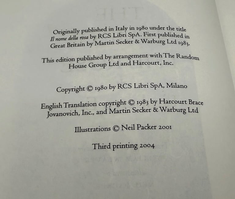 Folio Society: The Name Of The Rose by Umberto Eco 2004 | Neil Packer Slipcase