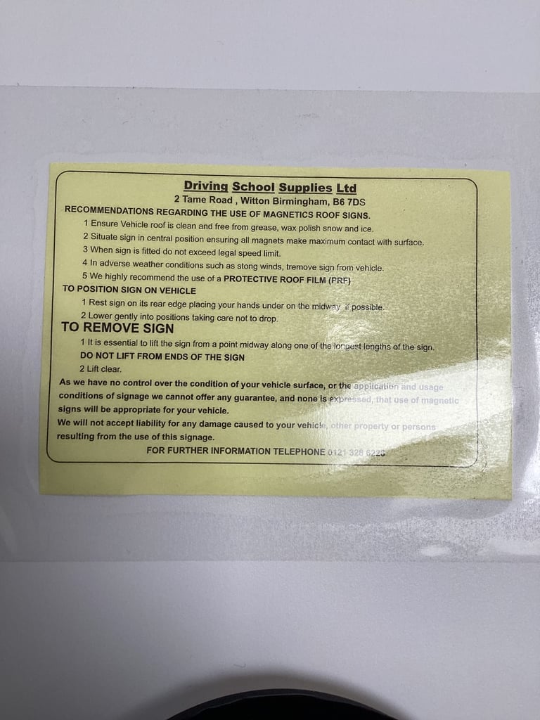Driving school roof box DDS sign new 