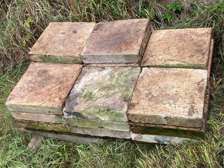 Victorian clay large  buff coloured floor tiles for conservatory/ greenhouse for sale. Reclaimed