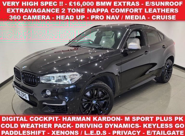 image for 2018 18 BMW X6 3.0 M50D SUV 5DR DIESEL AUTO XDRIVE EURO 6 (S/S) (381 PS)