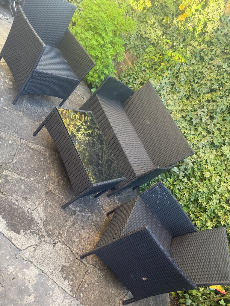 Outdoor Black Rattan Garden Furniture Set 