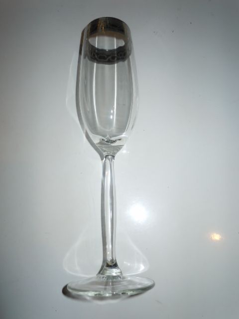 image for NEW Cristalleria Silver Decorated Champagne glasses 