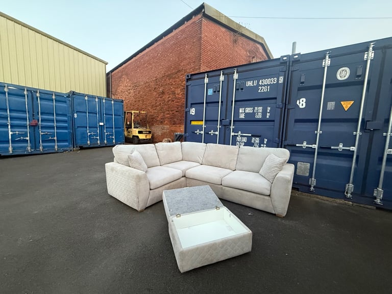 Beige DFS Orka Sofa Corner Bed & Footstool 