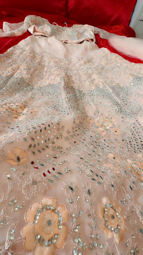 Peach Sequin Embroidered Gown