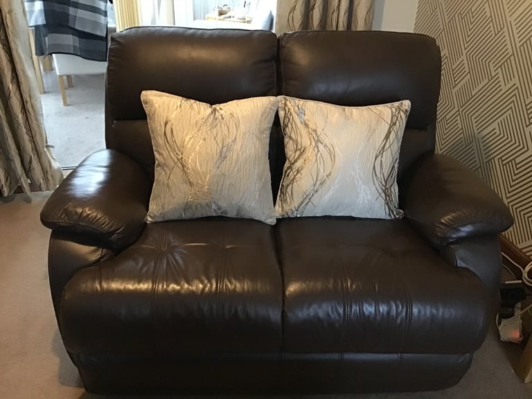 Brown Leather 3 piece suite and matching footstool 