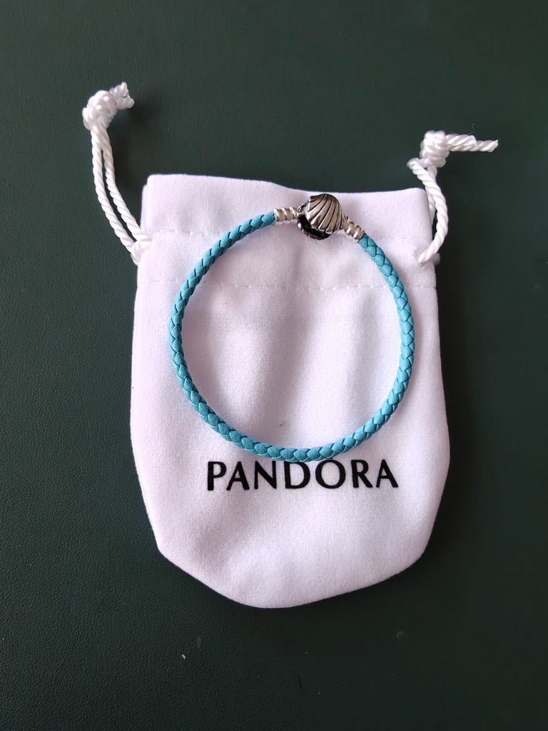image for NEW UNWORN Turquoise Blue Leather Pandora Moments Seashell Bracelet S925 Ale UK  