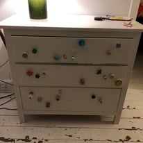 IKEA chest of drawers (customised) with various drawer knobs