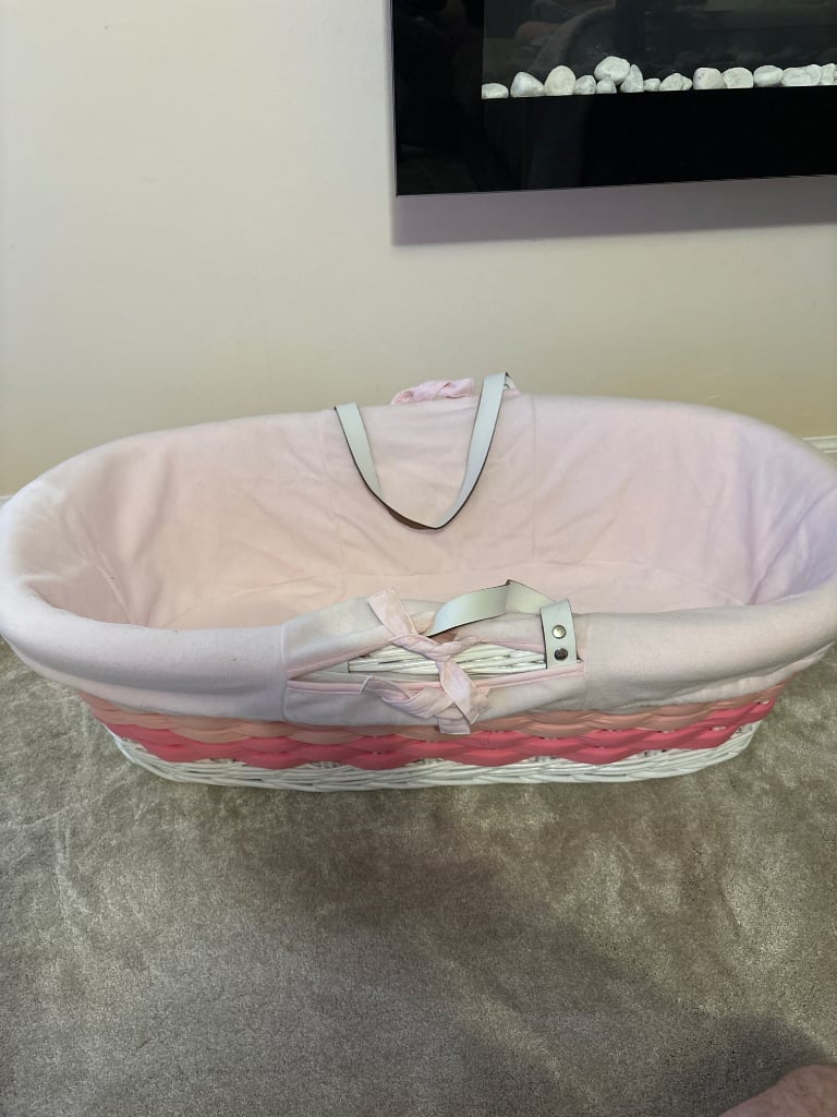 Pink Moses basket/ crib (stand included) 