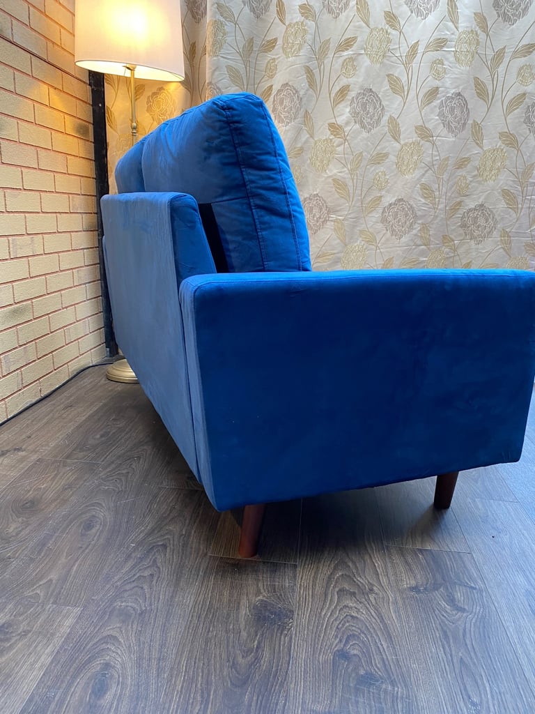 Premium Sofa Luxury Velvet Blue 2 Seater Sofa