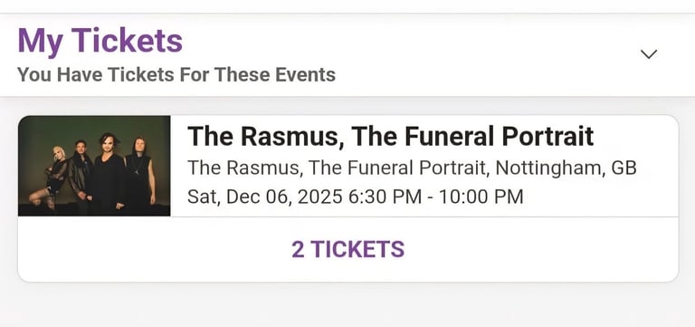 The Rasmus Concert 2 Tickets The Funeral Portrait 