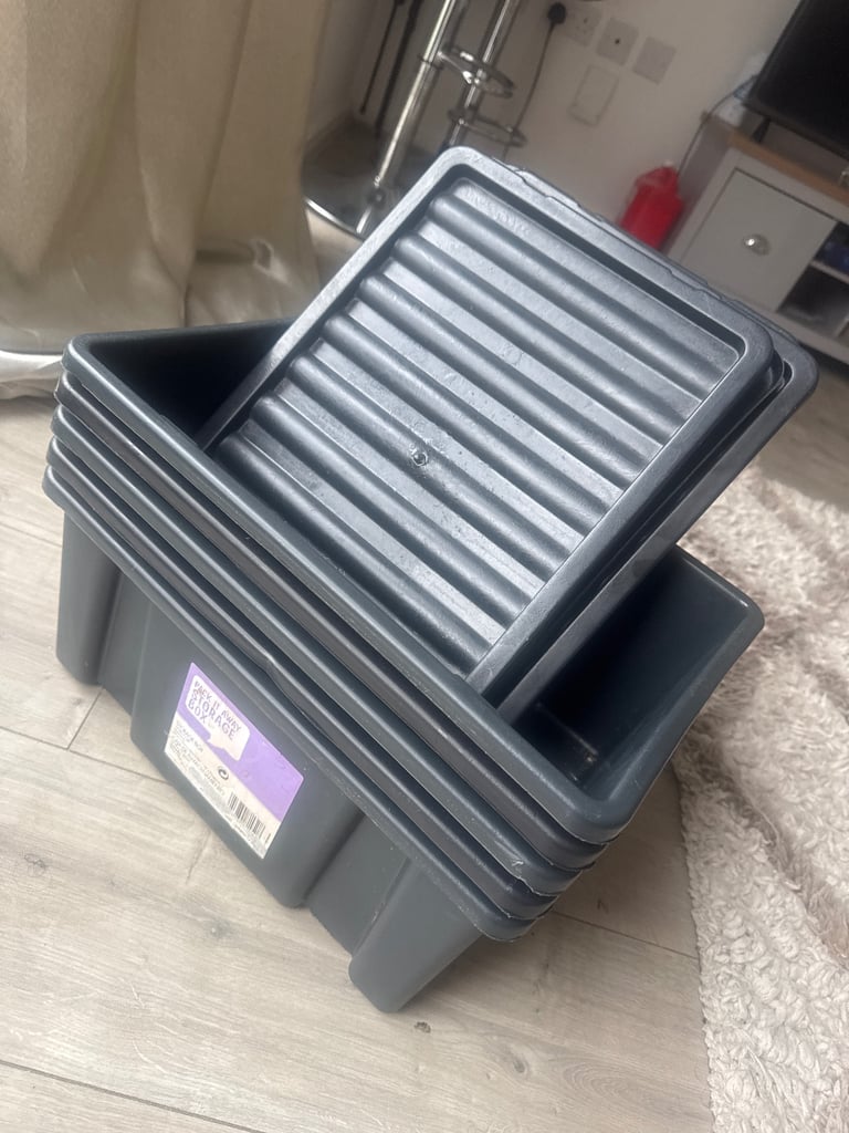 image for FREE- Plastic Storage Boxes with Lids – Set of 5