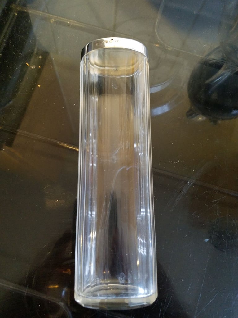 Antique Vanity Jars With Sterling Silver Lids.