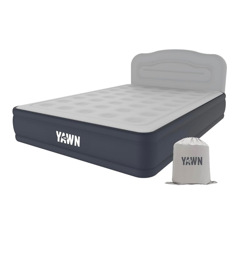 YAWN Double Air Mattress – Built-in Pump, Headrest + Carry Case 