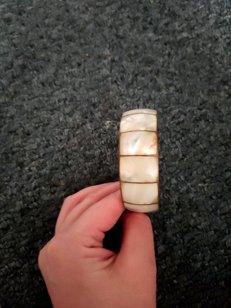 Vintage boho brass Mother of pearl MOP. 