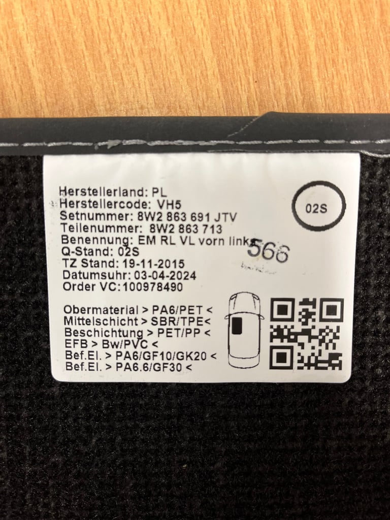 Genuine Audi A4 mats 2023