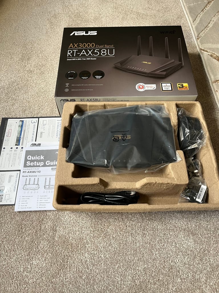 ASUS RT-AX58U V2 WIFI 6 AX3000 Dual-Band Extendable Mesh WiFi Router