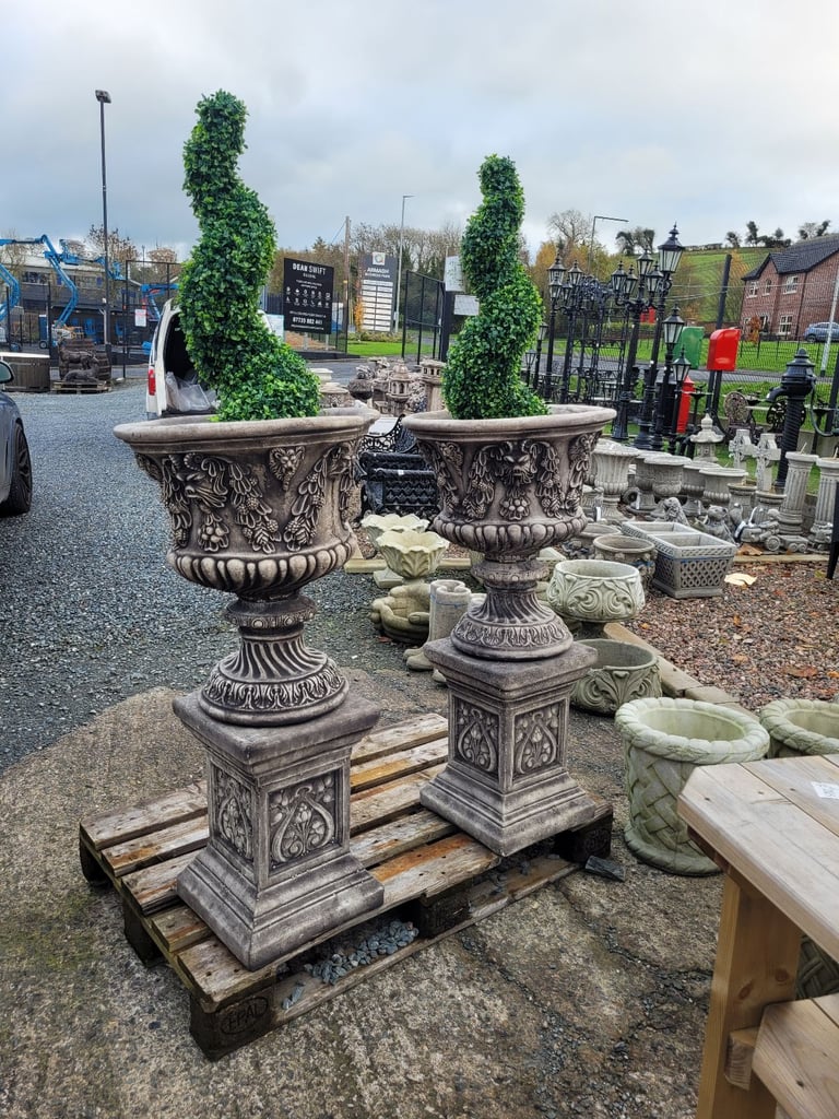 stone donkey & cart garden ornament