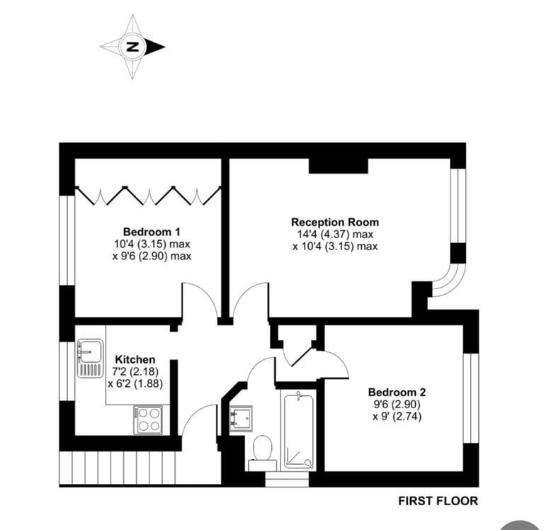 2 bedroom flat in Kingston, KT2 (2-bed)  