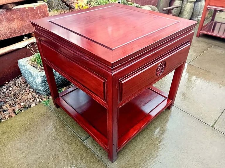 Pair of Heavy Chinese Solid Rosewood Side Tables