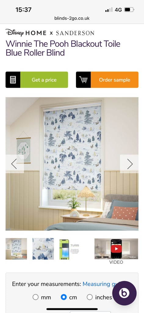 image for Winnie The Pooh Blackout Toile Blue Roller Blind with blackout lining