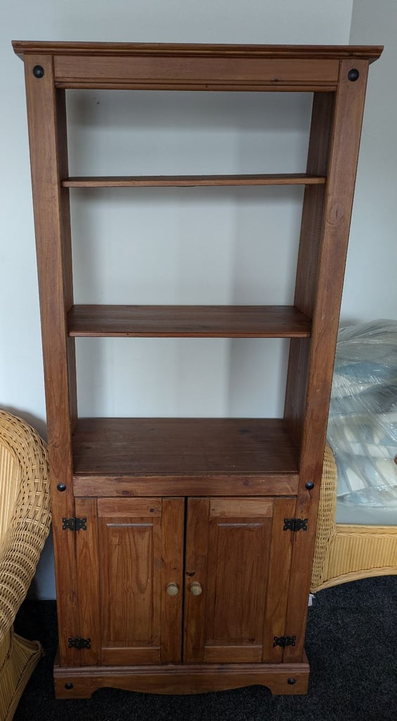 image for 📚 Solid Wood Bookcase / Storage Unit with Cupboard Base