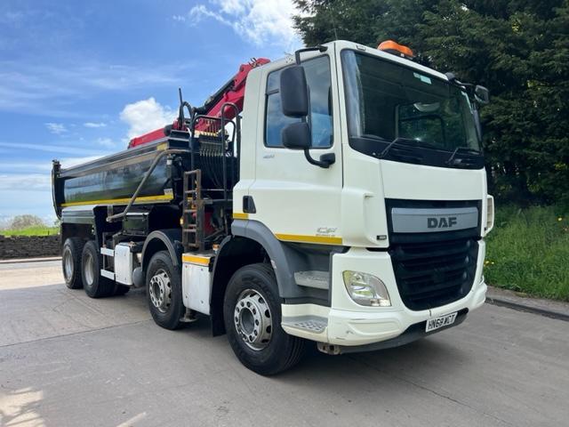 2018 68 DAF CF400 Euro 6 8x4 steel tipper sheet Epsilon M125L crane & grab 