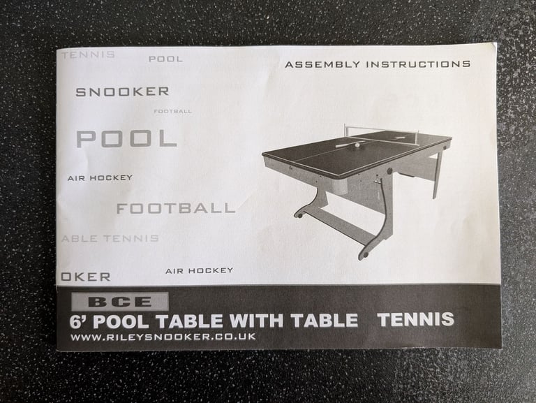 BCE 6ft Folding 3 in 1 Pool Table with Table Tennis Top & Dartboard (used)