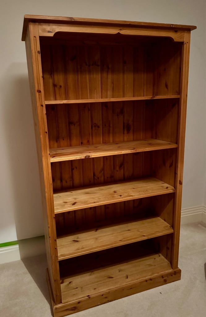 Solid Pine Tall Bookcase 