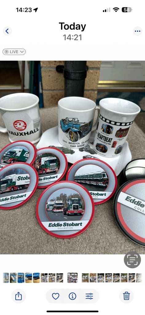 AS   new classic car drinking mugs with  small  biscuit  plate  &   Coasters     £7   Bristol  
