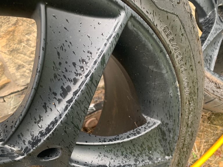 4 Black alloys with winter tyres for BMW X6 or similar