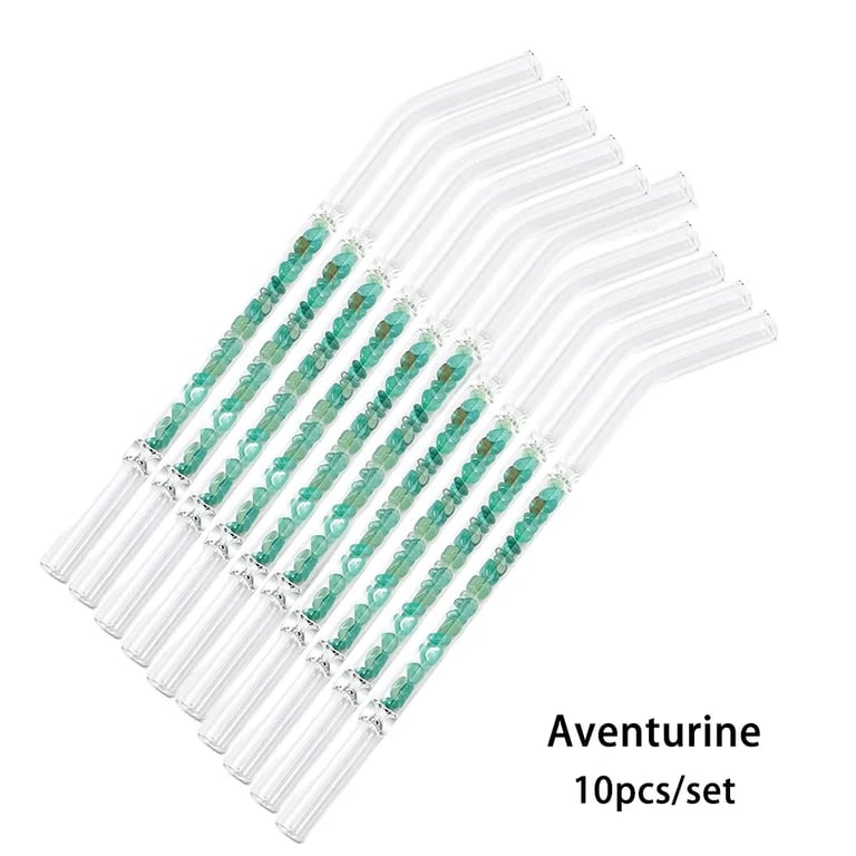 Glass Straws Natural Crystal Stones Luxury 10 Pieces Set