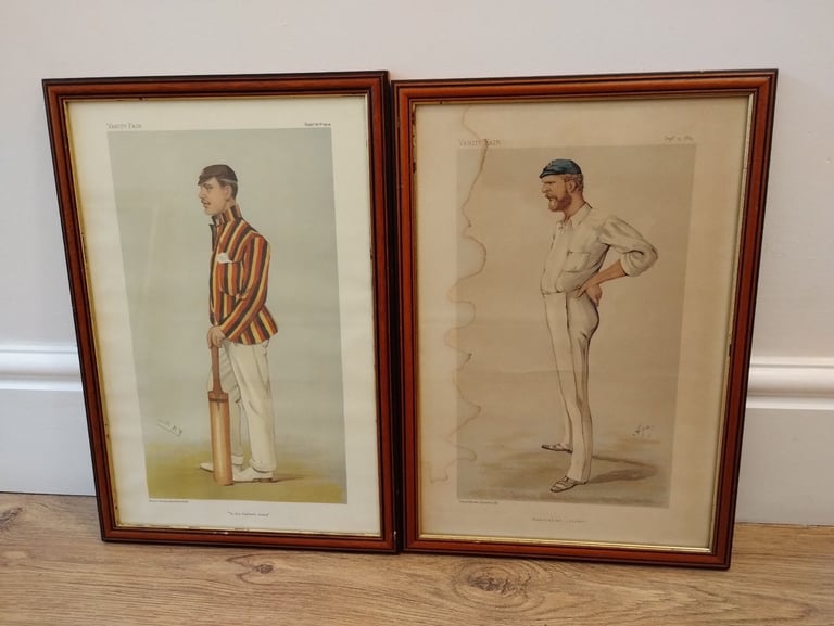 image for Vanity Fair cricketers George Bonner Harry Primrose. Very old framed prints.
