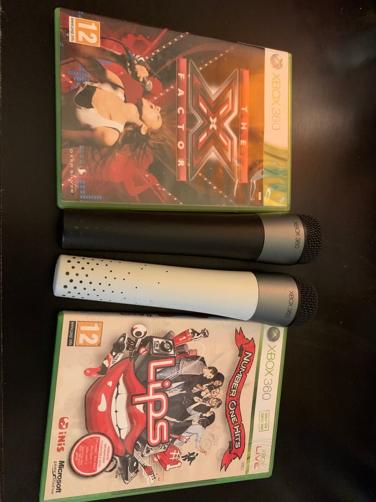  XBox 360 🎤 Game with 2 wireless microphones plus 2 games,Lips & The X factor