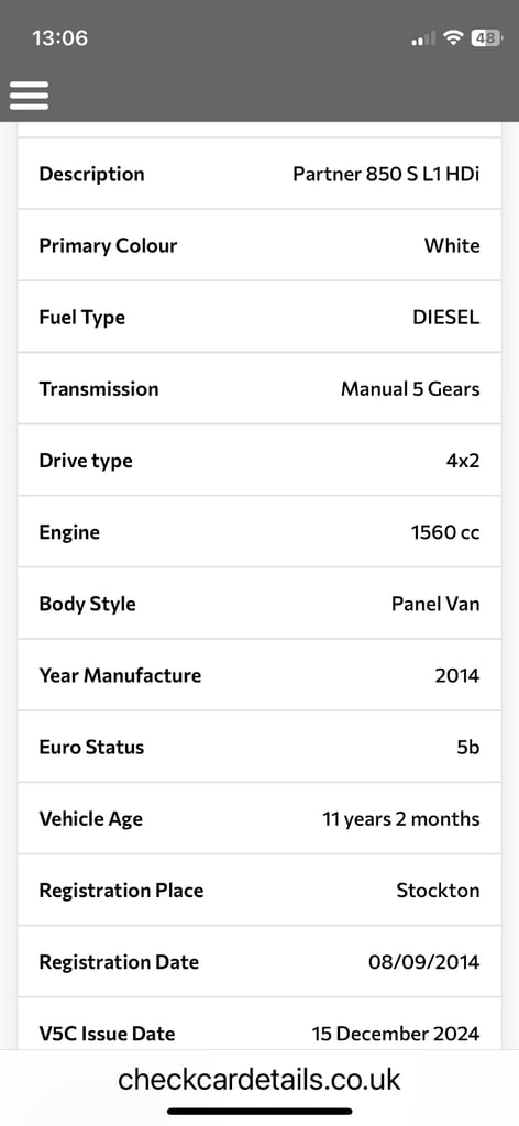 Peugeot, PARTNER, Panel Van, 2014, Manual, 1560 (cc)