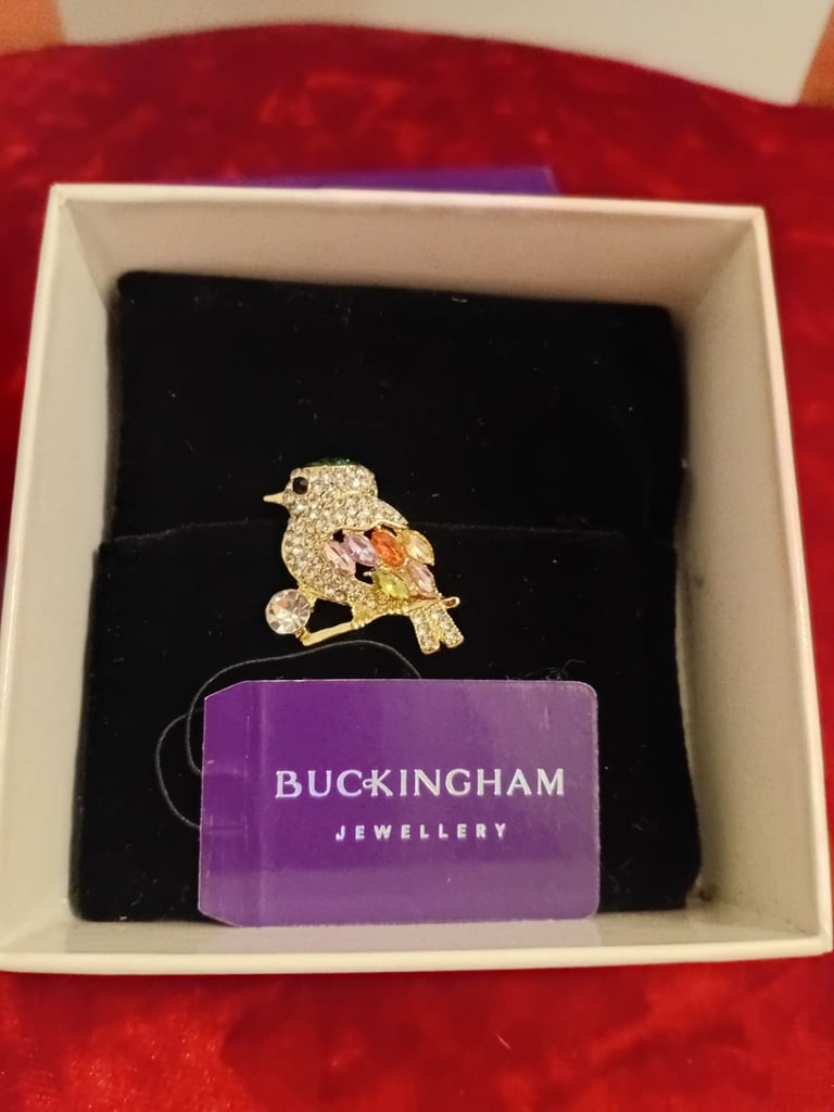 image for BRAND NEW CRYSTAL BIRD BROACH