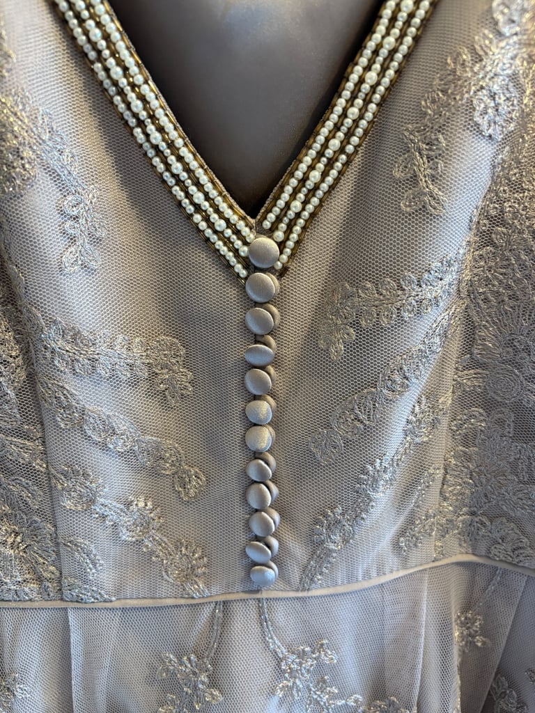 Monsoon taupe evening dress uk size 10