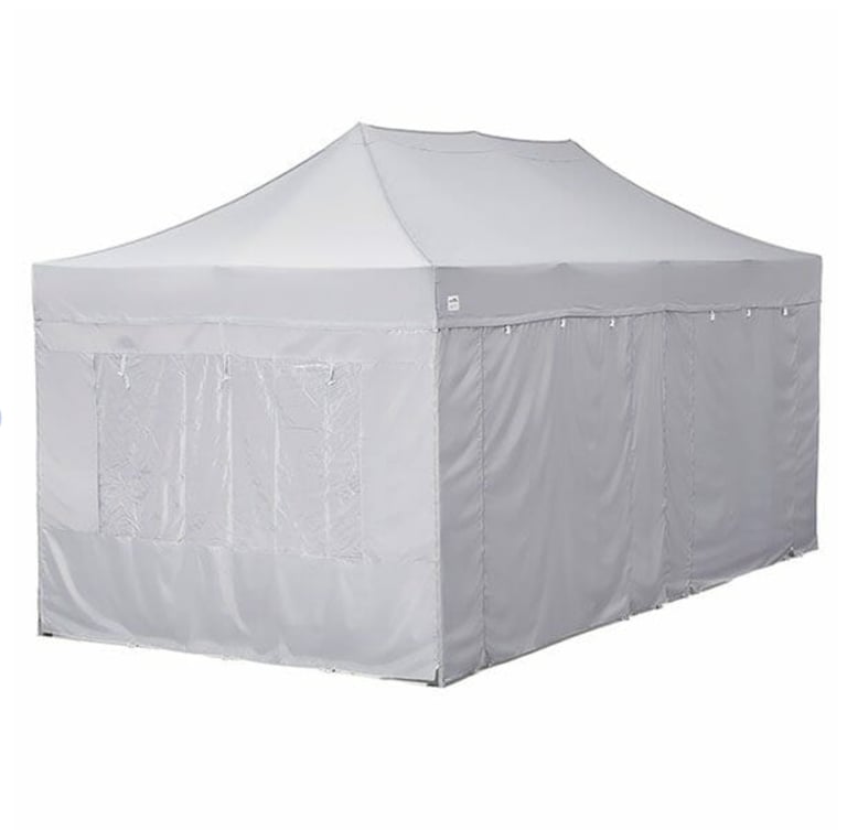 GAZEBOS - TWO 3m x 6m Trader Steel 32 Series - Also inc. Heaters, Gutters, Joining Strips