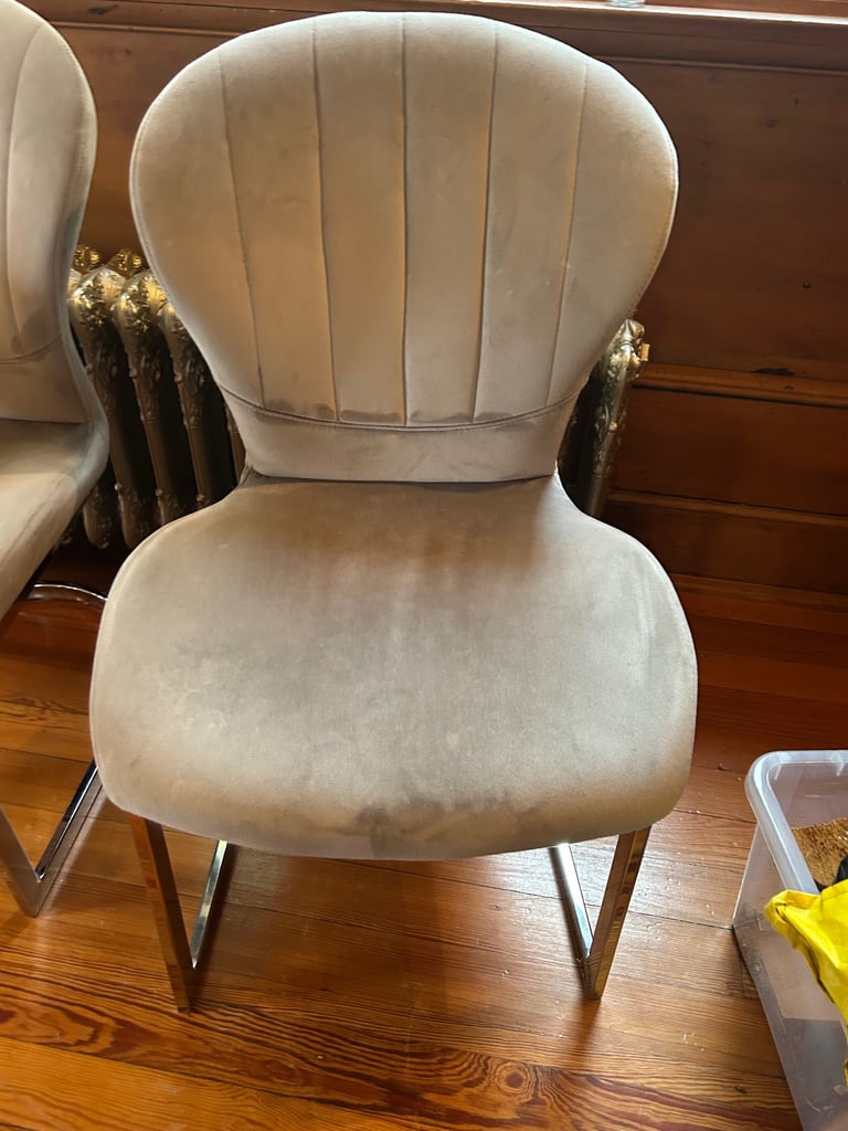 image for x2 grey scalloped chairs 