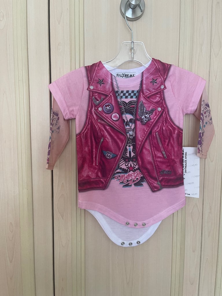 FAUX REAL TODDLER BIKER GIRL MOTORCYCLE TATTOO COSTUME. Size 12 Months. BNWT 