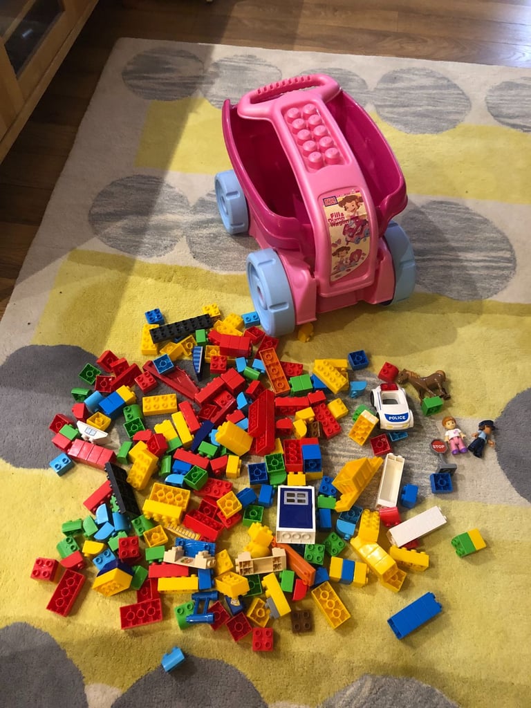 image for Megabloks fill and dump wagon kart with duplo sized block