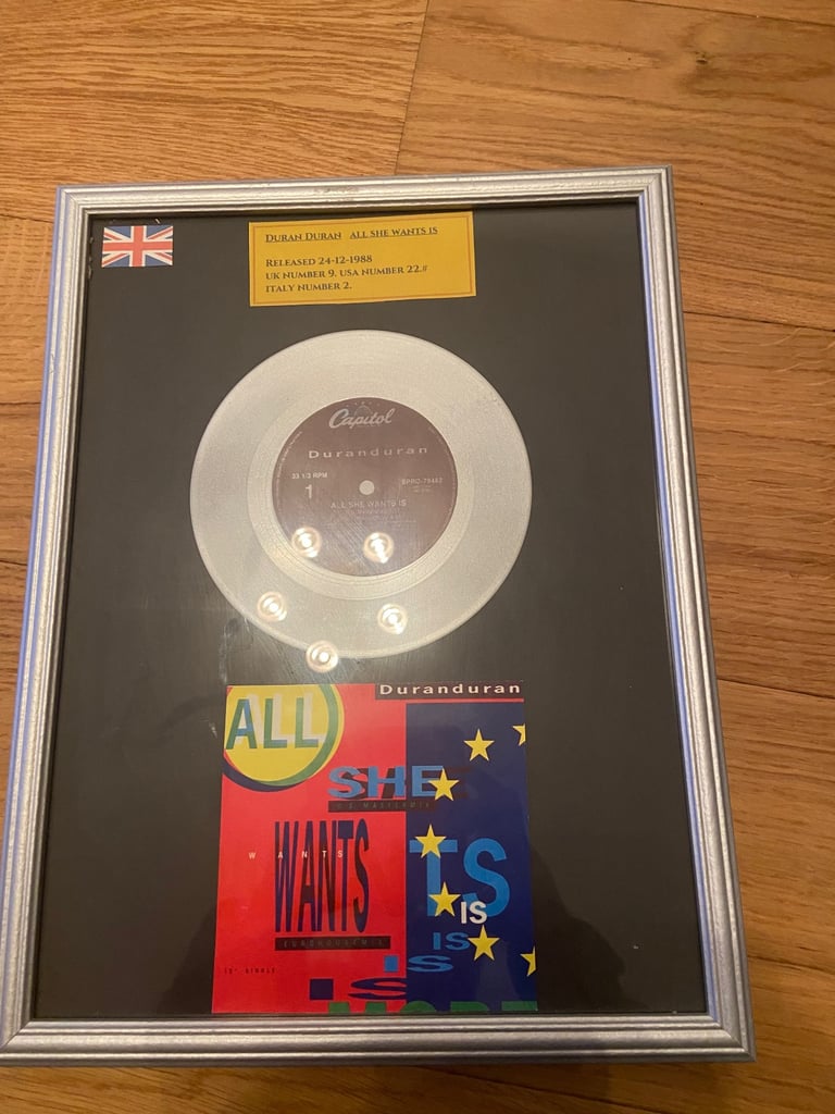 Duran Duran all she wants is silver disc award 