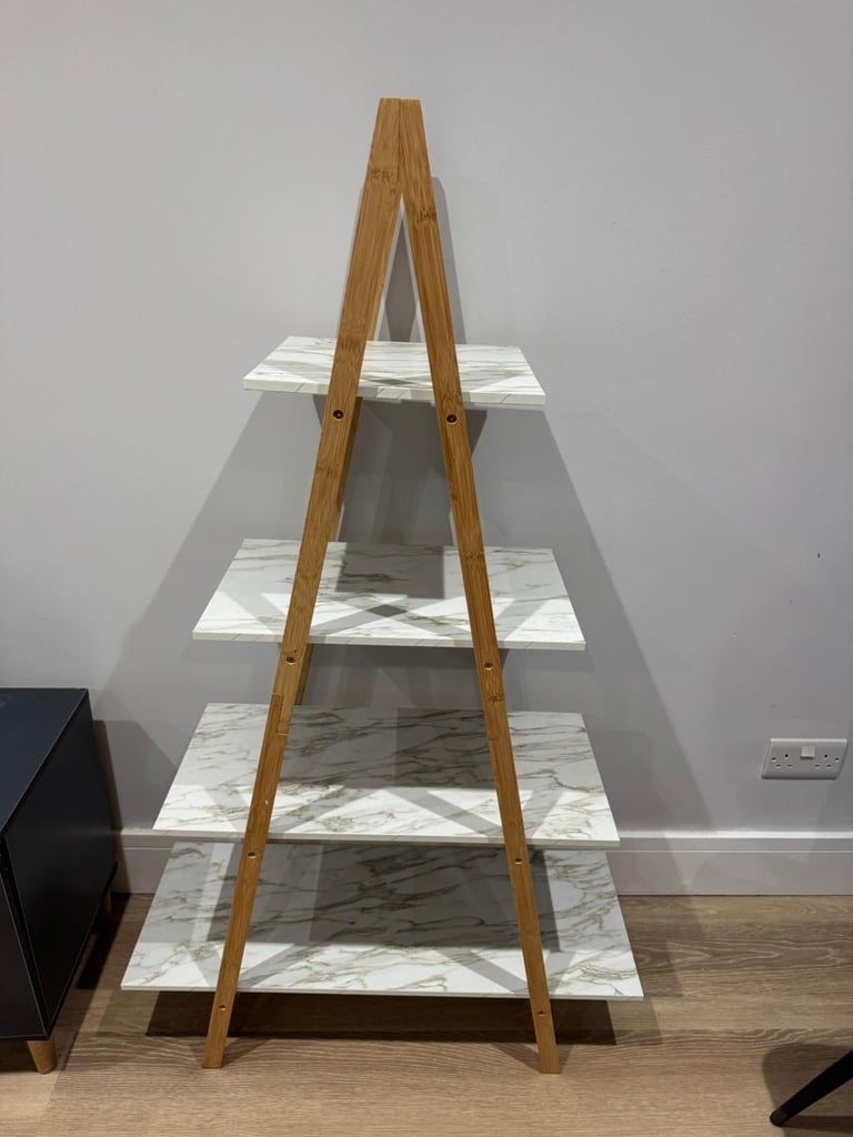 FREE DELIVERY WHITE MARBLE EFFECT SHELVING UNIT GREAT CONDITION