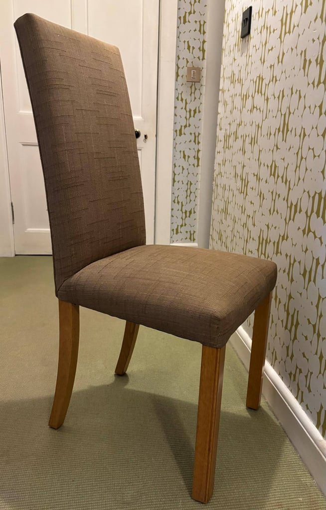 4 x Marks and Spencer Oak leg /fabric covered dining room chairs in good condition
