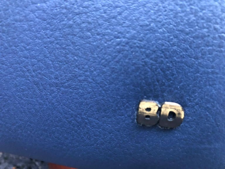 Blue Italian Leather 2 and 3 Seater Sofas 