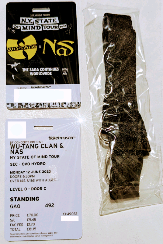 1× Standing ticket for Wu Tang Clan & NAS