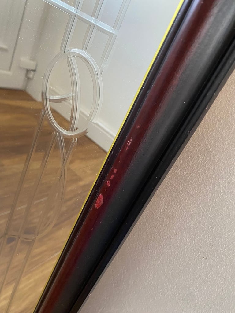 Large heavy etched rectangular mirror with Art Nouveau / Charles Rennie Mackintosh style design